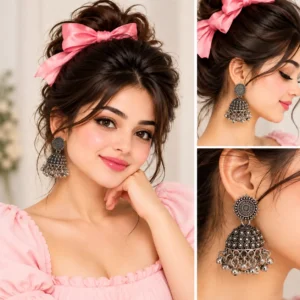 CHULKI Meher jhumka earrings for women with ornate dome detailing and dangling accents