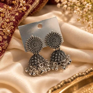 CHULKI Meher jhumka earrings for women with ornate dome detailing and dangling accents