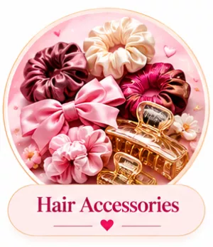 CHULKI hair accessories including scrunchies, hair clips, bows and clutchers