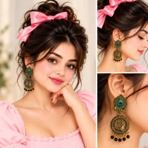 CHULKI Mayura Peacock Statement Earrings